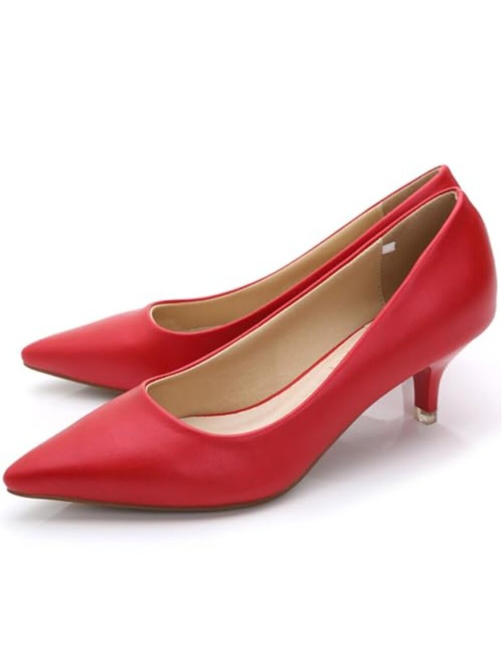 Women's Low Kitten Heels Pointed Toe Pumps Slip On Dress Shoes Work Wedding